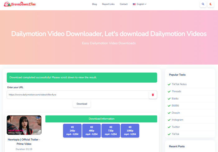 dailymotion video downloader online: bravedown