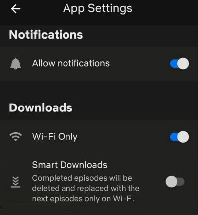 disable netflix smart downloads