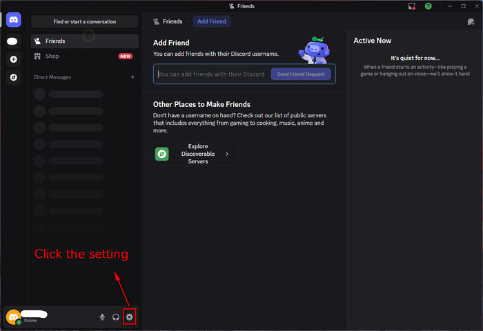 click the setting icon