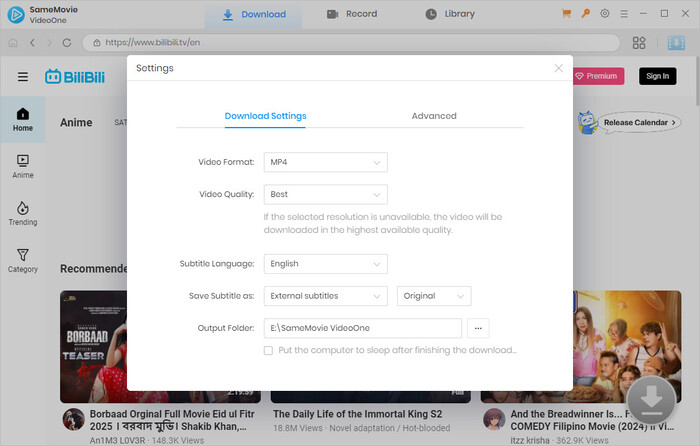 customize output settings