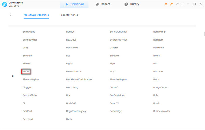 Bilibili in VideoOne