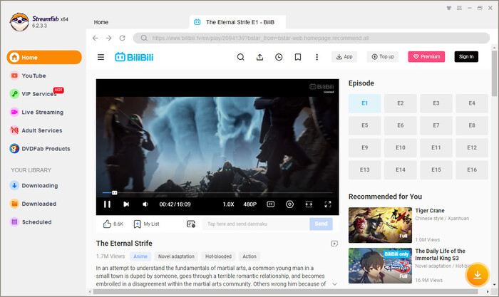 Download Bilibili Videos in StreamFab