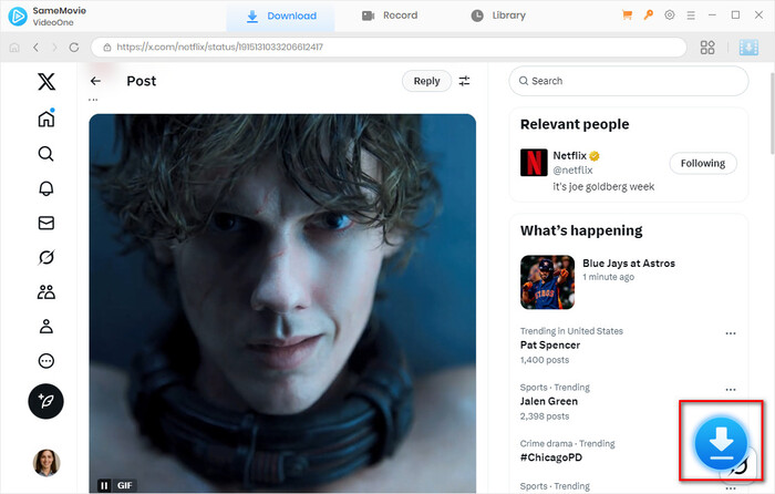 a blue download button