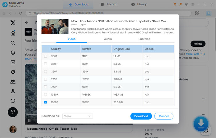 choose video and audio quality