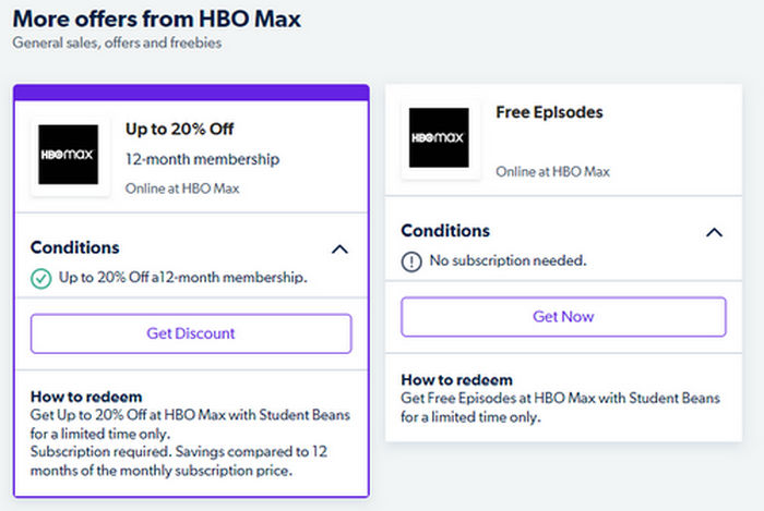 get hbo max student discount on student beans