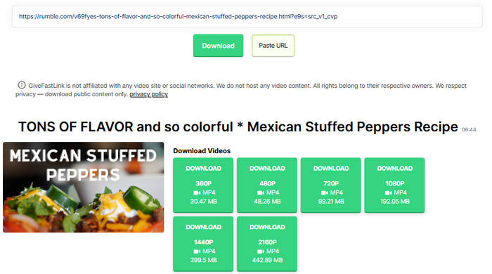 rumble downloader online: givefastlink