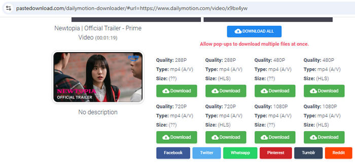 dailymotion video downloader online: pastedownload