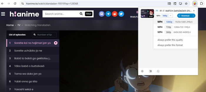 hianime downloader extension: video downloadhelper