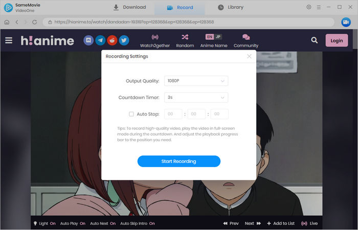 samemovie hianime downloader: choose settings